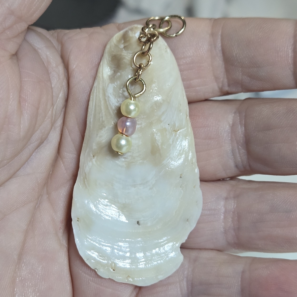 Shell Pendant with Pearls and Gold Accents
